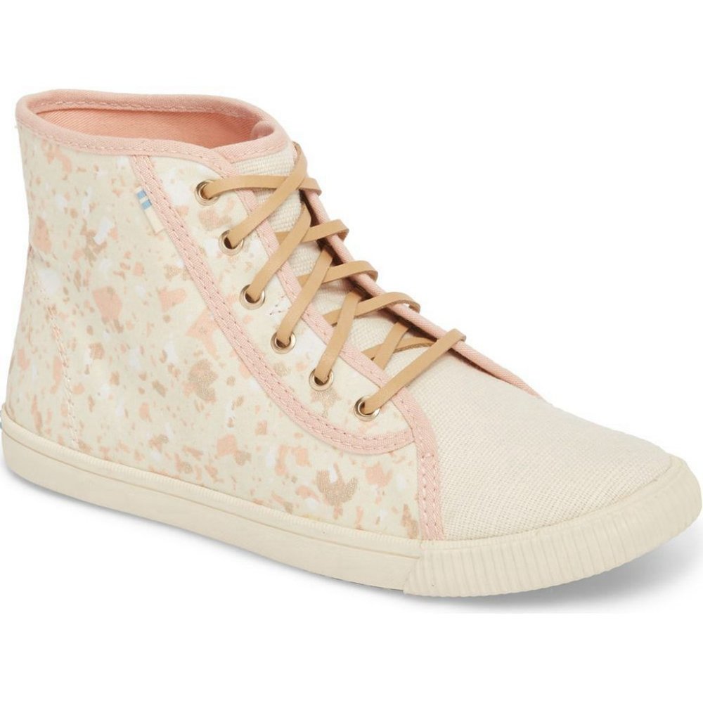 Toms Camarillo Floral High Top Sneaker - Natural & Pink - Size 6B